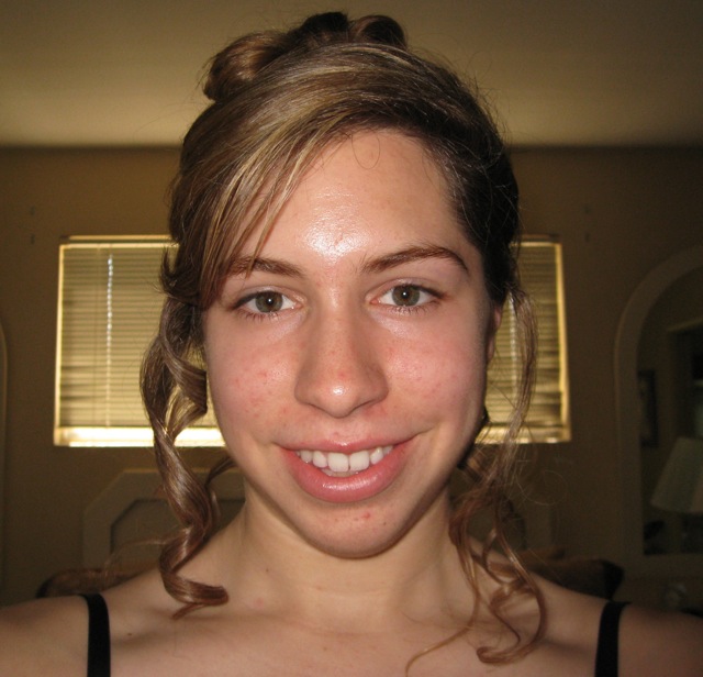 poor artificial light, flash, no makeup